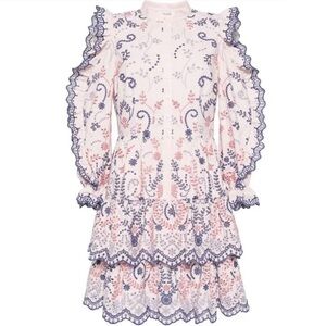 Marchesa rosa agava broderie anglaise embroidered dress